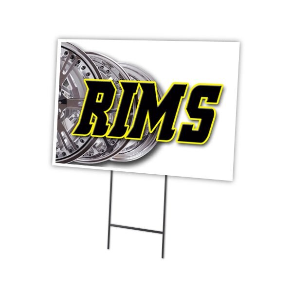 Rims Yard Sign & Stake outdoor plastic coroplast window, C-1216-DS-Rims
